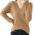 thumbnail image 2 of asjyhkr Tops For Women Long Sleeve Knit Cotton V Neck Sweater Pullover Basic T Shirts Solid Color, 2 of 7