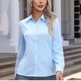 thumbnail image 1 of Birdeem T-Shirt Uni pour Femme à Manches Longues Blouse à Col en V Hauts Décontractés, 1 of 1