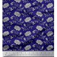 thumbnail image 1 of Soimoi Rayon Crepe Fabric Leaves & Floral Block Printed Fabric 1 Yard 46 Inch Wide, 1 of 3