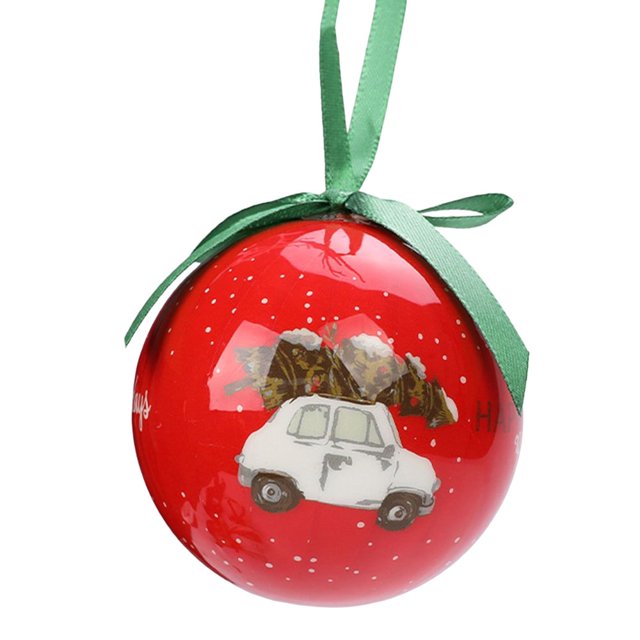 7.5cm Christmas Balls Pinup Picture Christmas Patterns Decorative Ribbon Smooth Surface Glossy Finish Hanging Decoration Shatterproof Vibrant Decorative Christmas Balls for Party