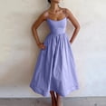 thumbnail image 1 of Robes d'Été pour Femmes 2025 Robe Longue Sans Manches à Bretelles Couleur Unie Dos Nu Ligne A Bandage Robe de Soleil Violette m, 1 of 5