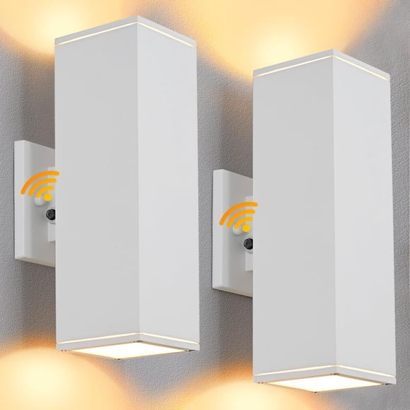 Lumières Extérieures du Crépuscule à l'Aube à Monter au Mur, Ensemble de 2 Luminaires Extérieurs Étanches, Lumières de Garage Modernes avec Capteur Antirouille pour l'Extérieur