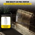 thumbnail image 2 of VEVOR Pool Fountain Stainless Steel Pool Waterfall 11.8\" x 4.5\" x 3.1\"(W x D x H) with LED Strip Light Waterfall Spillway with Pipe Connector Rectangular Garden Outdoor, 2 of 9