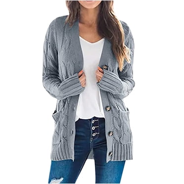 CEHVOM Women's Knit Cardigans Loose Slouchy Oversized Wrap Chunky Pocket Sweaters Coat