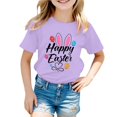 thumbnail image 1 of PMVFHDE Tenue de Pâques Fille T-Shirt Graphique de Pâques / Imprimé Lapin et Oeuf Manches Courtes Col Ras du Cou / T-Shirt de Fête en Coton Doux pour Tout-Petit / Tenue Décontractée Printemps Été Violet,6-7 Ans, 1 of 4
