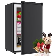TABU 4.5 CU.FT Upright Freezer, Freestanding Mini Freezer with Removable Shelf, Adjustable Thermostat for Home/Office/Dorm/Apartment, Black