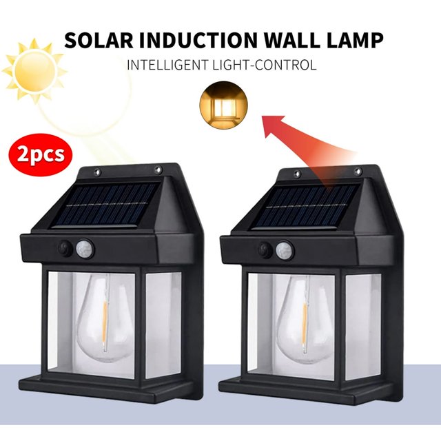 KEINXS 2pcs Solar Wall Lights Outdoor Tungsten Wireless Motion Sensor Light Wall Mounted Lamp Solar LED Light,White