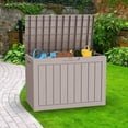 thumbnail image 2 of Coffre de Terrasse en Résine de 45 Gallons, Coffre de Rangement Extérieur Verrouillable pour Meubles, Outils de Jardin et Rangement d'Outils, Boîtes de Rangement Extérieures Étanches - Gris, 2 of 7