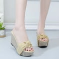 thumbnail image 2 of RKSTN Pantoufles pour Femmes Été à Semelle Compensée Plateforme Chaussures Couvrant le Pied Plateforme Pantoufles à Talons Hauts,Pantoufles pour Femmes Intérieur Extérieur, 2 of 7