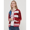 thumbnail image 5 of Womens Patriotic American USA Flag Sequin Front Zip Jacket with Ribbed Cuffs, 5 of 5