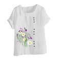 thumbnail image 4 of Fankiway T-Shirt Ample Décontracté d'Été pour Femme à Col Rond, Manches Courtes, Imprimé Floral, Hauts pour Femmes, Liquidation, Grande Taille, Chemises pour Femmes en Liquidation, Vêtements de Printemps pour Femmes 2024, 4 of 5