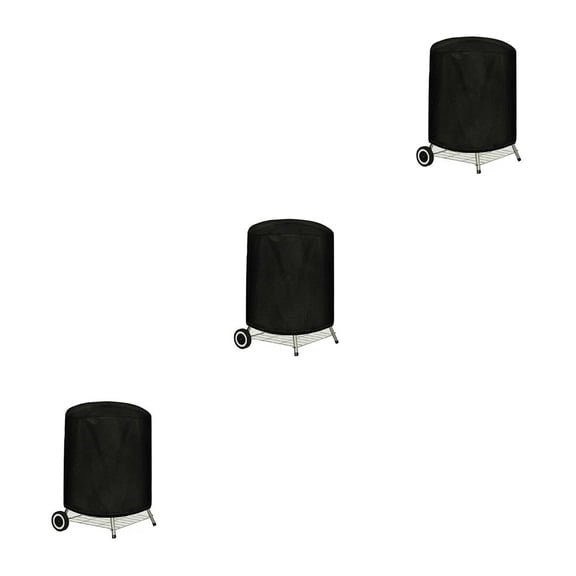 jesticaly Outdoor Round BBQ Cover Waterproof Heavy-Duty All-Purpose Oven Covers Fabric Grill Protector Garden Backyard Camping Black/Silver 77*70 CM 3Set