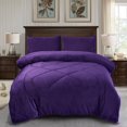 thumbnail image 1 of Jin Mai Lan Couvertures de Lit Réversibles Lavables en Polyester Unies Violettes, Très Grand Lit, Violet, 3 Pcs, 1 of 5