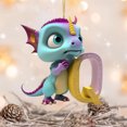 thumbnail image 4 of Fridja Personalized Dinosaur Christmas Ornament 26 Letters Hanging Pendant Ornaments 2024 Plastic Initial Monogram Xmas Tree Decorations with Hanging Rope Unique Customized Fun Gift for Kids (Q), 4 of 4