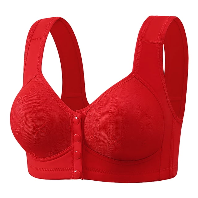 cfhntfmh Front Closure Bras for Women No Underwire Comfort Push up Bras Convenient Soft Front Buttons Plus Size Bralettes