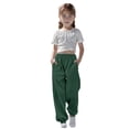 thumbnail image 1 of WENXIAOO Toddler Girl Sweatpants Adjustable Drawstring Casual Pants With Pockets Solid Pants Green Sweat Pants For Girls Kids Spring Fall Sweatpants Size 7-8 Years, 1 of 7