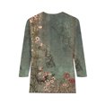 thumbnail image 3 of Bellella Hauts pour Femmes T-shirt à Imprimé Floral Col Rond Tee Tunique Douce Manches 3/4 Blouse T-shirt Femme Vert Armée S, 3 of 4