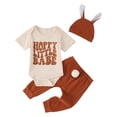 thumbnail image 1 of MIASHUI Baby Boys My First Easter Outfits Clothes Bunny Bodysuit with Rabbit Hat,Khaki,0-3 Months, 1 of 9