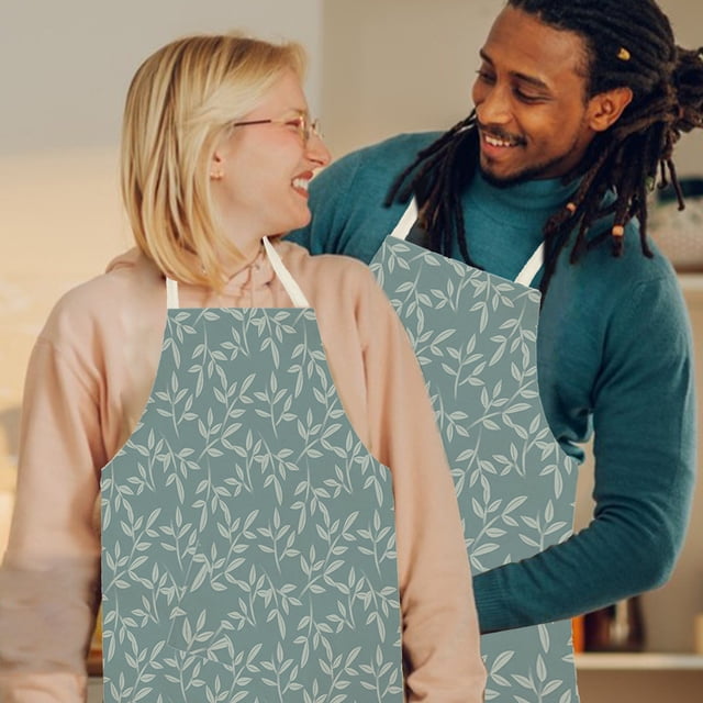 cpengpj Floral Rustic Adjustable Cooking Apron for Women and Men, Waterproof Polyester Kitchen Apron with Oil-Resistant Design, Lightweight Comfort for Barbecue, Baking