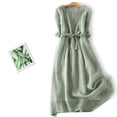 thumbnail image 1 of TIMIFIS Robe en Coton et Lin pour Femme Décontractée Ample Robe d'Été Longue Robe à Manches Courtes Robes Maxi Été Grande Taille Robe de Plage Été, 1 of 6