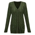 thumbnail image 2 of Women Winter Sweater Cardigan Long Sleeve Open Front Button Down Knitwear Coat With Pocket, 2 of 5