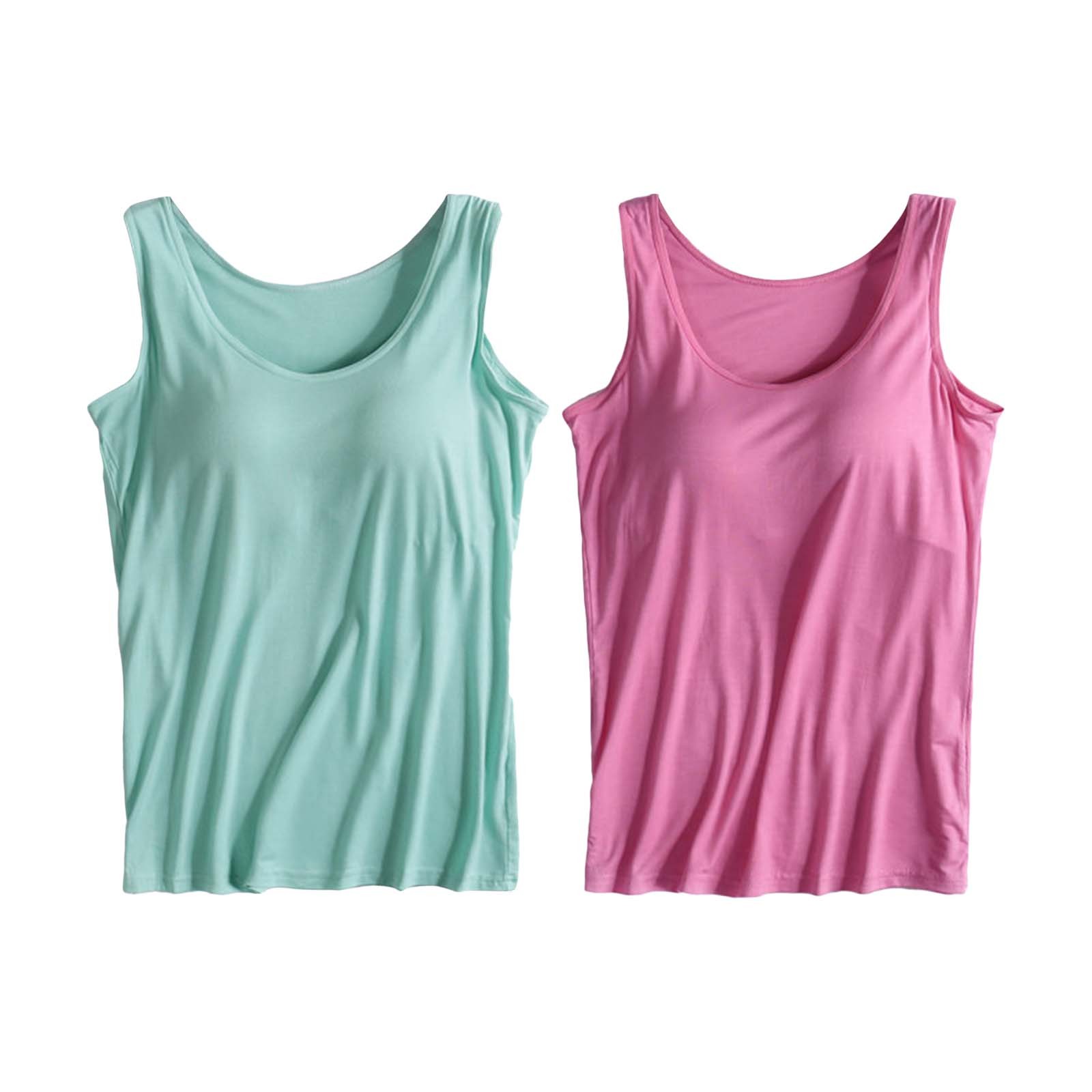 Camisole en Coton pour Femmes, Camisole Ajustable avec Soutien-Gorge Intégré, Tricot Extensible