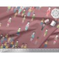 thumbnail image 2 of Soimoi Brown Rayon Fabric Human Group Decor Fabric Printed Yard 42 Inch Wide, 2 of 3