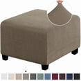 thumbnail image 1 of Chok 3 Sizes Square Jacquard Durable Customized Stretch Footrest Ottoman Cover Folding Storage Stool Furniture Protector Slipcover (Dark Grey L), 1 of 7