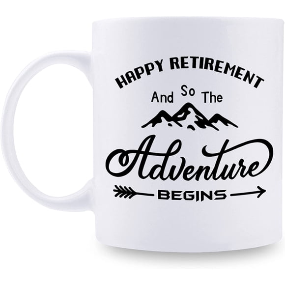 Retirement Gifts for Men - Happy Retirement And So The Adventure Begins Mug - Retirement Coffee Mug Gifts for Grandpa Husband Dad Uncle Coworkers - 11 oz