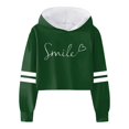 thumbnail image 4 of MIASHUI Chandail en Molleton Fille Enfants Manches Longues Lettres Court Chandail à Capuchon Haut, Vert Foncé, 12-13 Ans, 4 of 4