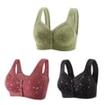 thumbnail image 1 of Bigersell Daisy Bras for Older Women 3pcs Push-Up Bra Style R-73 Breathable Lightly Lined Bras Pack R-73-green, 1 of 9