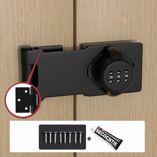 Keyless Password Cabinet Lock for Cupboard Fridge Drawer, 1000 Combinations Anti-Rust Alloy Cam Lock, No-Drill Installation Security Lockbox