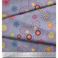 thumbnail image 3 of Soimoi Gray Modal Satin Fabric Insect & Floral Clip Art Print Sewing Fabric BTY 42 Inch Wide, 3 of 3