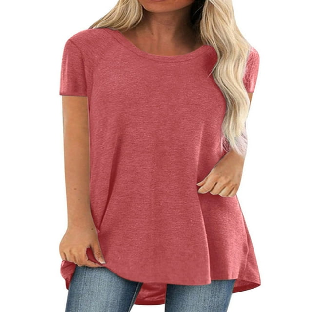 T-shirt à Manches Courtes pour Femmes, Grande Taille, Décontracté, Col en V, Tunique Ample