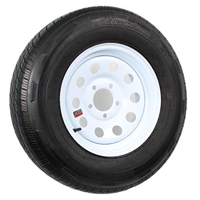 Radial Trailer Tire On Rim ST205/75R14 205/75-14 14 5 Lug Wheel White Modular