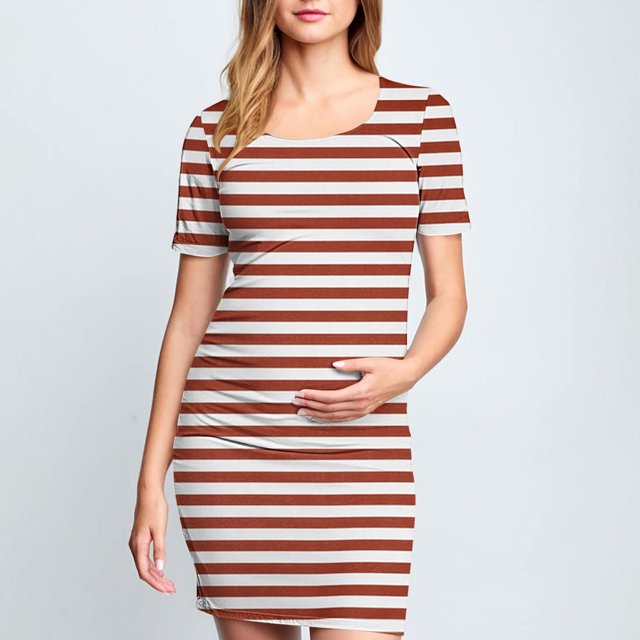 Ovzne Robes Grande Taille pour Femmes Courbes Robe Femme Jupe de Maternité Plissée Imprimée à Manches Courtes Col Rond Mi-Mollet Robe d'Été Manches Courtes Imprimée Liquidation