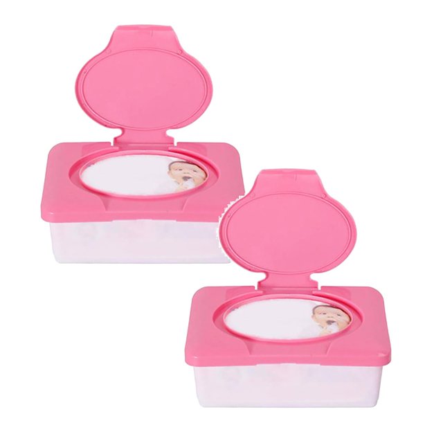 Oleegame 2PC Trashcans For Bedroom Dry Wet Tissue Paper Box Stroller Portable Plastic Tissue Holder Container For Baby Care Red