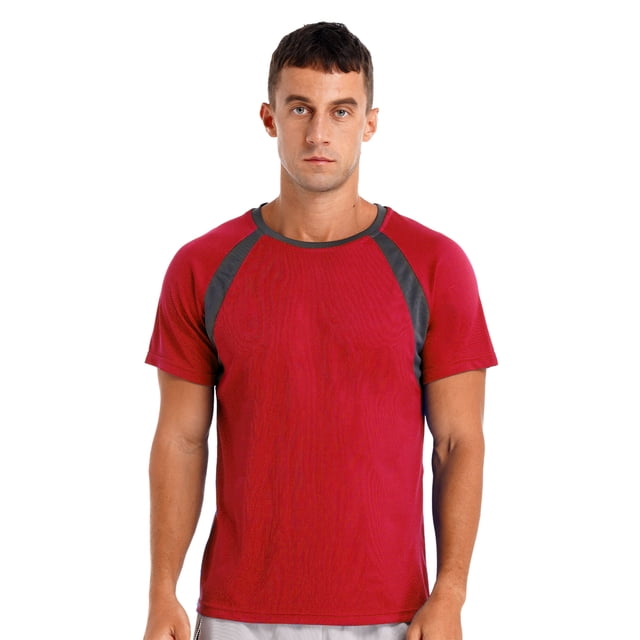 Jowowha Mens UPF 50+ UV Rash Guard Sun Protection Swim Shirt Quick Dry Athletic Running Fishing T-shirt Red XXL