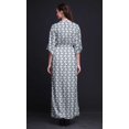 thumbnail image 3 of Bimba Robe Longue d'Été en Rayonne à Imprimé Floral Feuilles et Anémones, Manches Kimono, Fente, Petit, 3 of 6