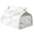 thumbnail image 3 of July Memor Marble Tissue Box Case Leather Home Car Napkin Paper Towel Container (White, 3 of 7