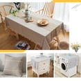 thumbnail image 3 of Thinsony Cotton Linen Tablecloth Rectangular TV Cabinet Coffee Desktop Fringe Waterproof Table Cloth for Dining Hall Garden 50*145cm Island/Light gray, 3 of 9