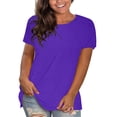 thumbnail image 1 of WTXUE T-Shirts à Manches Courtes, Chandails à Col Rond pour Femmes en Coton, Chandails Amples, T-Shirts Amples, Hauts Unis / Décontractés pour Femmes Purple XS, 1 of 8