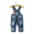 thumbnail image 2 of KIDSCOOL SPACE Salopette en Jean Déchirée Mignonne Coupe Ajustée pour Petite Fille Garçon, 2-3 Ans, 2 of 7