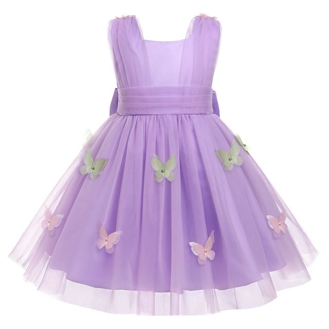 IBTOM CASTLE Baby Girls Birthday Party Dress Butterfly Embroidery Princess Tulle Tutu Wedding Pageant Evening Prom Ball Gown