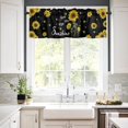 thumbnail image 3 of Sunshine Sunflower 3 PCS Kitchen Curtain Valance and Tiers Set,Rod Pocket Small Half Tier Valances Window Curtains Panel,Spring Flower Floral Summer Bee Heart Black 55"x36" (Set of 2 Tiers & Valance), 3 of 5