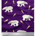 thumbnail image 1 of Soimoi Purple Cotton Cambric Fabric Falling Star & Polar Bear Animal Print Fabric by Yard 56 Inch Wide, 1 of 5