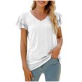 thumbnail image 1 of RKSTN Womens Tops 2024 Fashion Mesh Breathable Short Sleeve V-Neck Blouse Tops Comfortable Temperament Solid Color Tops, 1 of 4