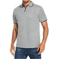 thumbnail image 2 of DPTALR T-Shirt Décontracté pour Homme, Coupe Ajustée, Col Rabattu, Couleur Unie, Manches Courtes, Haut, Blouse, 2 of 6