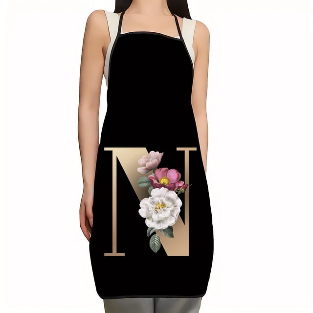 EGNMCR Apron Flower Letter Pattern Kitchen Fouling Apron Letter Print Series Apron Apron Apron