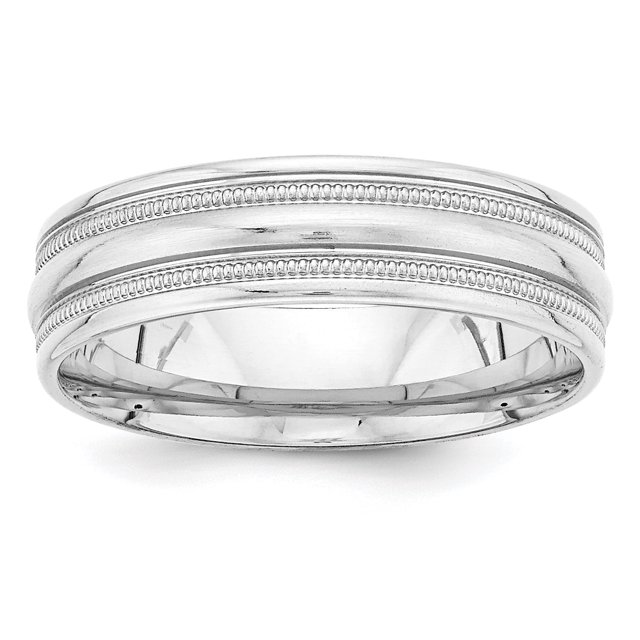 14K White Gold Heavy Comfort Fit Fancy Band